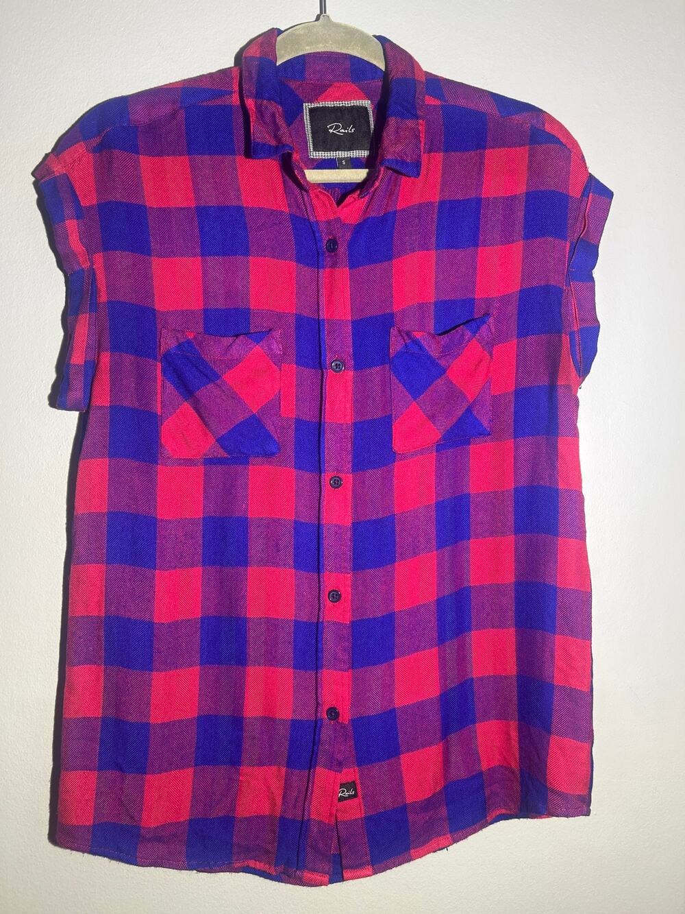 Rails Britt Women's rockabilly western scarecrow plaid shirt S button cap cozy